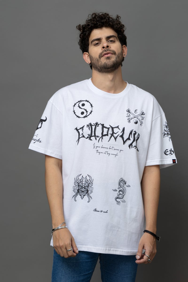Go Devil White Graphic Printed T-Shirt for Men - Image 4